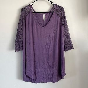 Purple lace sleeved shirt